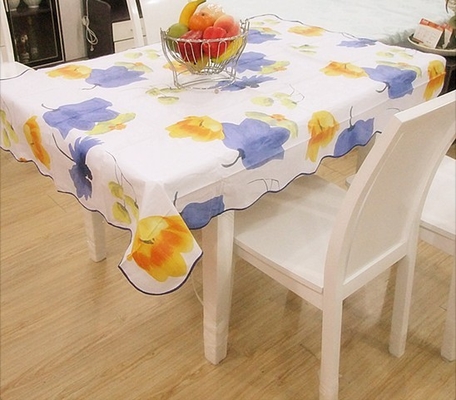 Flower Printed PVC Table Cloths , Waterproof Table Cover OEM / ODM
